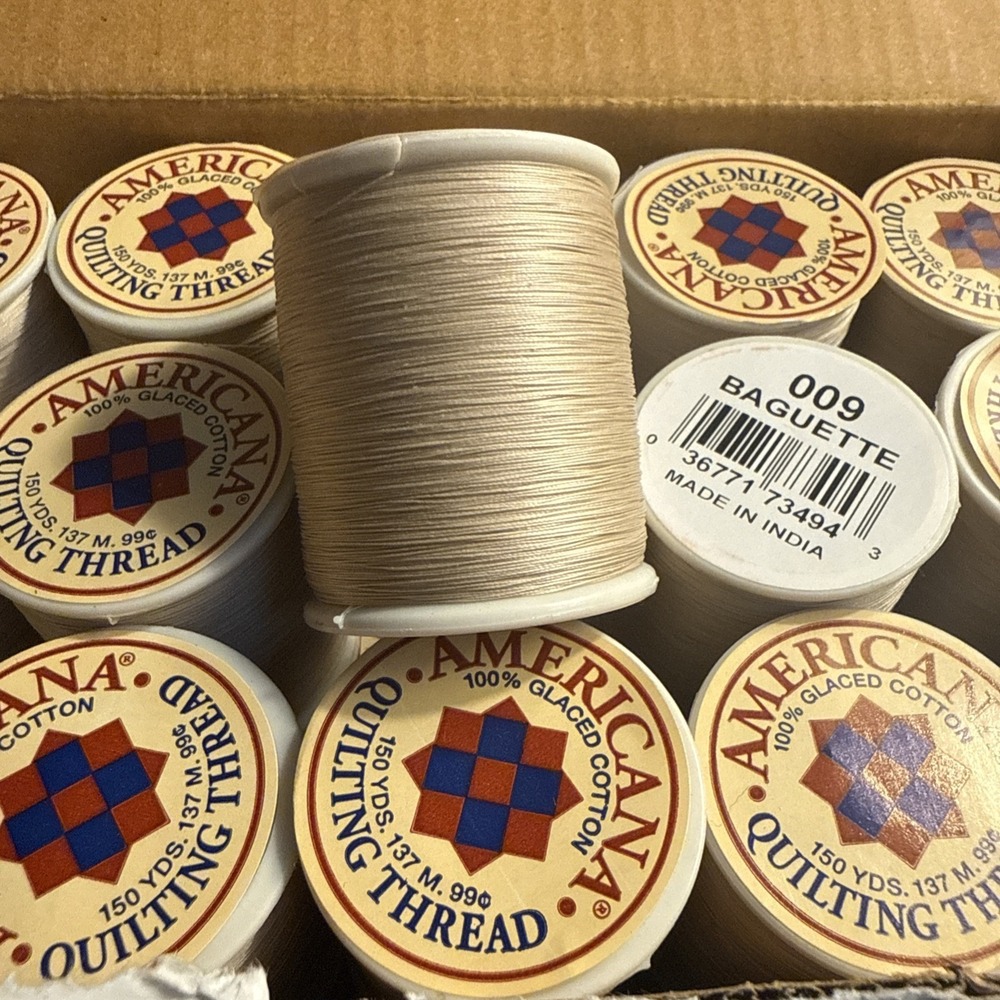 1 Case: 30 Spools - BAGUETTE Americana Quilting Thread 150 Yd 100% Glacéd Cotton